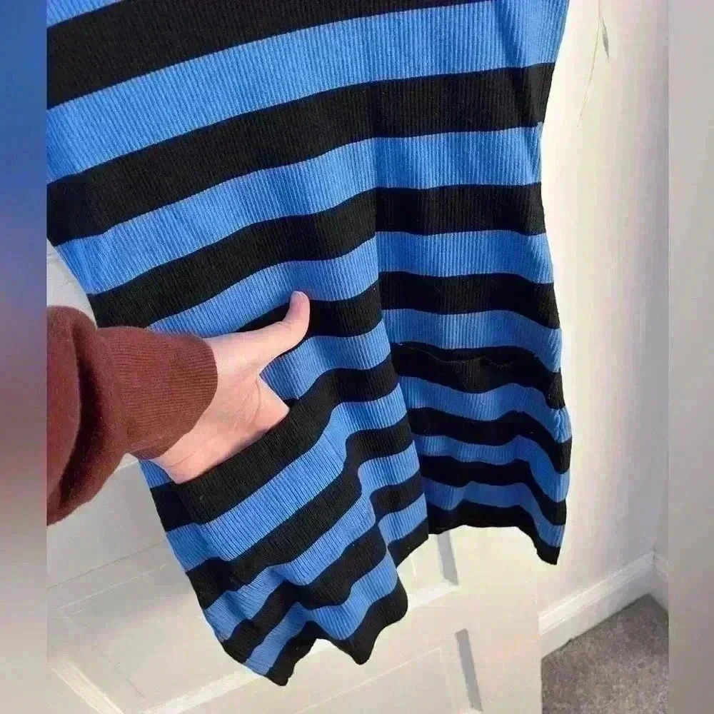 NWT international concepts blue & black striped sweater‎ dress - Picture 3 of 6